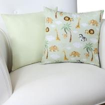 Conjunto 2 Almofadas Decorativas Enxoval Bebê - Floresta com Verde Chá