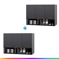 Conjunto 2 Armários Cozinha 3 Portas com Nicho Modular Móveis Bonatto