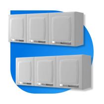 Conjunto 2 Armários de Cozinha Aéreos Itatiaia Aço 3 Portas Rose Branco Neve