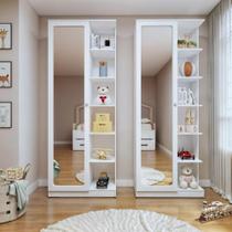 Conjunto 2 Armários Multiuso Infantil 1 Porta com Espelho João Pessoa Branco