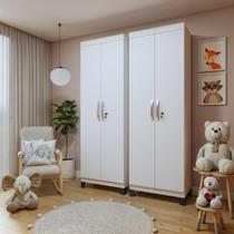 Conjunto 2 Armários Multiuso Infantil 2 Portas com Chave e 5 Prateleiras Asteca Branco Conjunto 2 Armários Multiuso Infantil 2 Portas com Chave e 5 Prateleiras Asteca Branco
