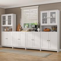 Conjunto 2 Armários para Cozinha Porta de Vidro 2 Balcões Multiuso Americano