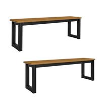 Conjunto 2 Bancos para Sala de Jantar Imperatriz Marrom/Preto/Nature Conjunto 2 Bancos para Sala de Jantar Imperatriz Marrom/Preto/Nature
