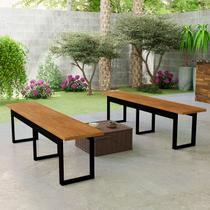 Conjunto 2 Bancos Retangulares Com 160cm Mesa Sala Varanda Gourmet