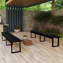 Conjunto 2 Bancos Retangulares Com 160cm Mesa Sala Varanda Gourmet