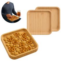 Conjunto 2 Bandejas Bambu Quadradas 17cm Petisqueira