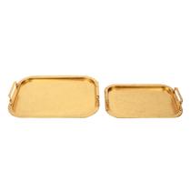 Conjunto 2 Bandejas Decorativas em Metal Dourado ZQ0065 BTC