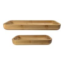 Conjunto 2 Bandejas Diferentes 24cm & 34cm Funda Bambu Bege