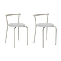 Conjunto 2 Banquetas 105 Tubo Prata Napa Branca Carraro Conjunto 2 Banquetas 105 Tubo Prata Napa Branca Carraro