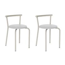 Conjunto 2 Banquetas 105 Tubo Prata Napa Branca Carraro Conjunto 2 Banquetas 105 Tubo Prata Napa Branca Carraro