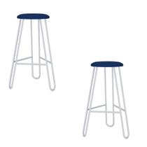 Conjunto 2 Banquetas Altas Ginger com Estrutura Branca