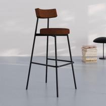 Conjunto 2 Banquetas Altas Stout Revestimento Sintético Est.Preta