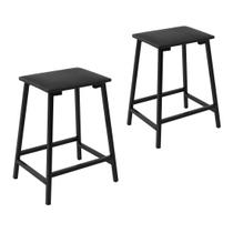 Conjunto 2 banquetas baixa cozinha balcao ciplafe stilo tubo preto fosco assento estofado