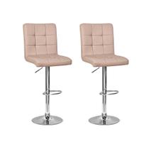 Conjunto 2 Banquetas Dublin Material Ecológico Regulagem De Altura - Nude