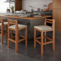 Conjunto 2 Banquetas em Madeira Maciça Ibiza Ilha 78 Cm com Encosto - Malbec Assento Off White