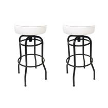 Conjunto 2 Banquetas Giratória Bar para Bancada Média Altura 65cm cor Preto Assento Branco