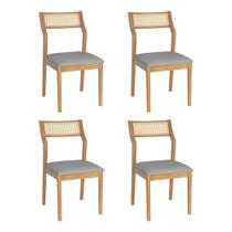 Conjunto 2 Banquetas Lagum Conforto Estofada Jequitibá Terra Linho Cinza Palha Sextavada