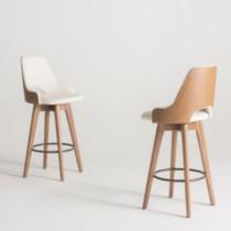 Conjunto 2 Banquetas Lary Decorativa Giratória Linha Alta-Frente Linho-Costas Sintético Marrom - GAT MAGAZINE