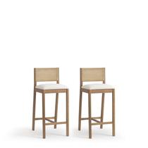 Conjunto 2 Banquetas Madeira Maciça Assento Estofado Serena Marrom/Nogueira