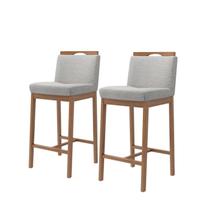 Conjunto 2 Banquetas Madeira Maciça Dani Nogueira Tec Lona