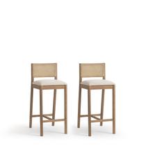 Conjunto 2 Banquetas Madeira Maciça Encosto em Tela Assento Estofado Serena