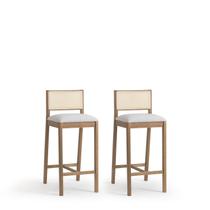 Conjunto 2 Banquetas Madeira Maciça Encosto em Tela Natural e Assento Estofado Serena Conjunto 2 Banquetas Madeira Maciça Encosto em Tela Natural e Assento Estofado Serena