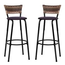 Conjunto 2 banquetas Para Bancada Alta Cozinha Encosto Balcão Americano Itagold