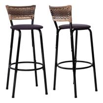Conjunto 2 banquetas Para Bancada Alta Cozinha Encosto Balcão Americano Itagold