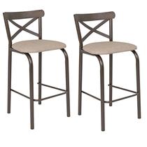 Conjunto 2 Banquetas para Cozinha Assento Anatômico Paris Bege/Bronze Conjunto 2 Banquetas para Cozinha Assento Anatômico Paris Bege/Bronze