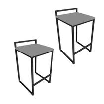 Conjunto 2 Banquetas Pietra Suede Base Preto Drossi Grafite Conjunto 2 Banquetas Pietra Suede Base Preto Drossi Grafite