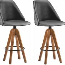Conjunto 2 Banquetas Tecido Único 2240 Bg Base 2 Colm Adhara Marrom/Amêndoa/Preto