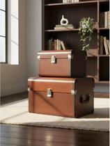 Conjunto 2 Baús Vintage Retrô Sem Estampas Conjunto 2 Baús Vintage Retrô Sem Estampas