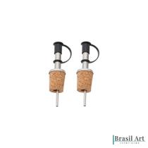 Conjunto 2 Bicos Dosadores Cortiça e Inox Conjunto 2 Bicos Dosadores Cortiça e Inox