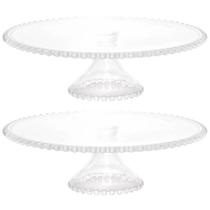 Conjunto 2 Boleiras de Cristal com Pedestal 31x11cm Pearl Wolff Porta Bolo Pudim Doces