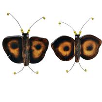 Conjunto 2 Borboletas Madeira Rústica Uso Parede 20 e 17cm