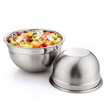 Conjunto 2 Bowl Aço Inox 22 e 18 cm Tigela Multiuso Profissional Fundo Cozinha Completa Gourmet