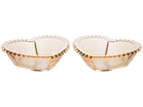 Conjunto 2 Bowls Cristal Coração Pearl 15x13x5cm Âmbar