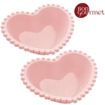 Conjunto 2 Bowls De Porcelana Coração Rosa Bon Gourmet 28501