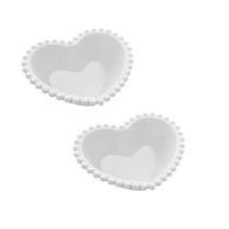 Conjunto 2 Bowls Porcelana Coração Branco 15x13 - Bon Gourmet