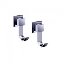 Conjunto 2 Cabide para Banheiro em Inox Premium PR4060 Ducon Metais Prata/Cromado