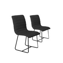 Conjunto 2 Cadeira Cristal Sala de Jantar em Linho Preto e Metal Preto - C&M Decor Conjunto 2 Cadeira Cristal Sala de Jantar em Linho Preto e Metal Preto - C&M Decor