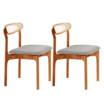 Conjunto 2 Cadeira De Jantar Noronha Premium Moderna Mobília Quartzo/imbuia Natural Conjunto 2 Cadeira De Jantar Noronha Premium Moderna Mobília Quartzo/imbuia Natural