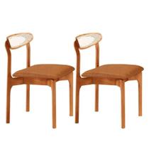 Conjunto 2 Cadeira De Jantar Noronha Premium Moderna Mobília Star Caramelo / Imbuia Nat. Conjunto 2 Cadeira De Jantar Noronha Premium Moderna Mobília Star Caramelo / Imbuia Nat.