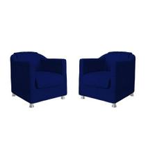 Conjunto 2 Cadeira Decorativa Tila Área De Lazer e Gourmet Suede Azul Escuro - Kimi Design Conjunto 2 Cadeira Decorativa Tila Área De Lazer e Gourmet Suede Azul Escuro - Kimi Design
