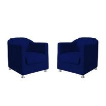 Conjunto 2 Cadeira Decorativa Tila Área Gourmet Suede Azul Escuro - Kimi Design