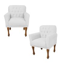 Conjunto 2 Cadeira Poltrona Estofada Para Sala Anitta Corano Branco DL Decor