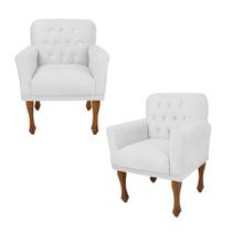 Conjunto 2 Cadeira Poltrona Estofada Para Sala de Visitas Anitta Suede Branco DL Decor