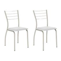 Conjunto 2 Cadeiras 1700 Tubo Prata Napa Branca Carraro