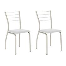 Conjunto 2 Cadeiras 1700 Tubo Prata Napa Branca Carraro
