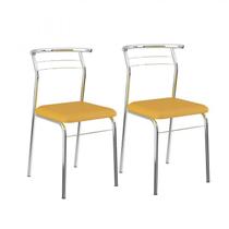 Conjunto 2 Cadeiras 1708 Carraro Amarelo Ouro/Cromado